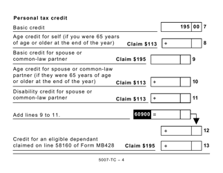 Form 5007-TC (MB479) Manitoba Credits (Large Print) - Canada, Page 4