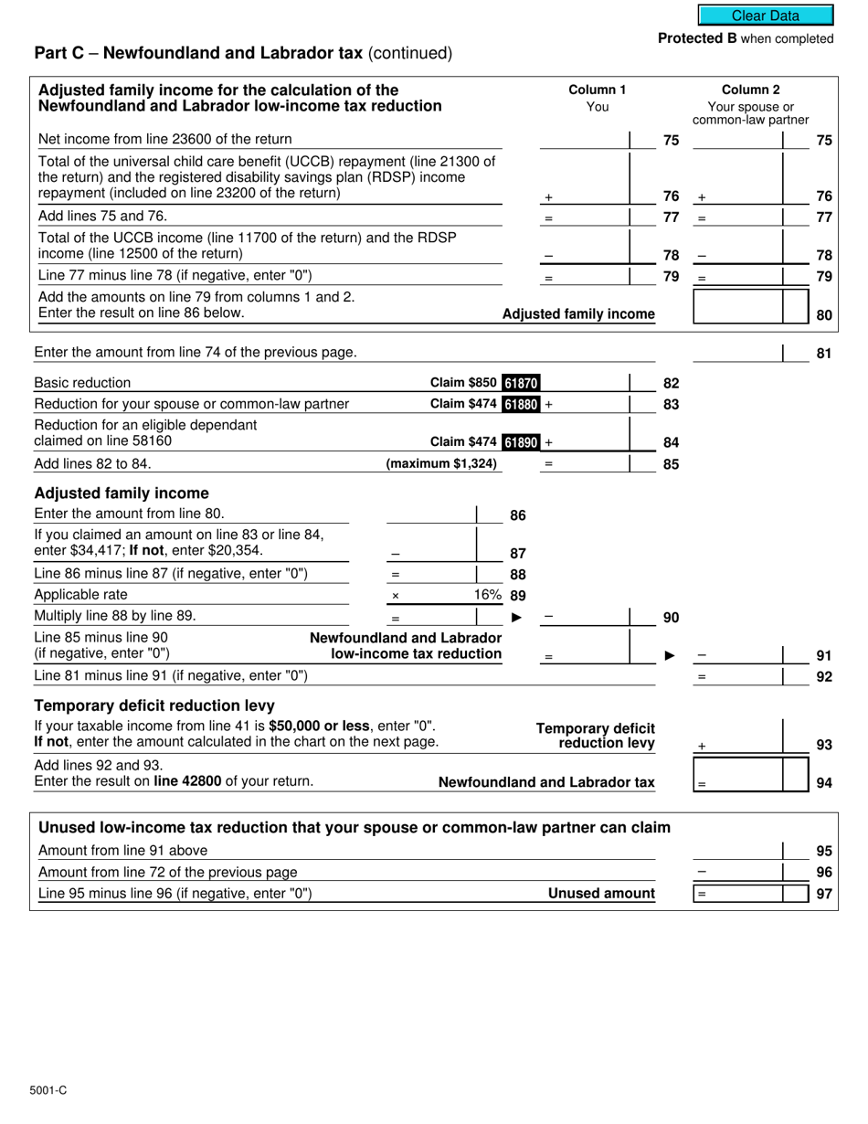 Form 5001-C (NL428) Newfoundland and Labrador Tax and Credits - Canada, Page 4
