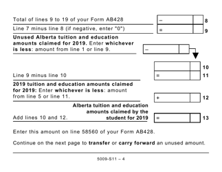 Form 5009-S11 Schedule AB(S11) Provincial Tuition and Education Amounts - Alberta (Large Print) - Canada, Page 4
