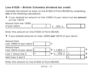 Form 5010-D Worksheet BC428 British Columbia (Large Print) - Canada, Page 10