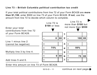 Form 5010-D Worksheet BC428 British Columbia (Large Print) - Canada, Page 11