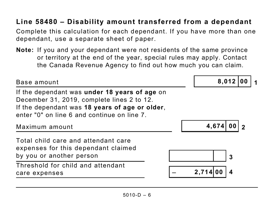 Form 5010-D Worksheet BC428 British Columbia (Large Print) - Canada, Page 6