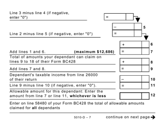 Form 5010-D Worksheet BC428 British Columbia (Large Print) - Canada, Page 7