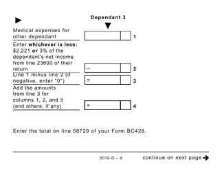 Form 5010-D Worksheet BC428 British Columbia (Large Print) - Canada, Page 9