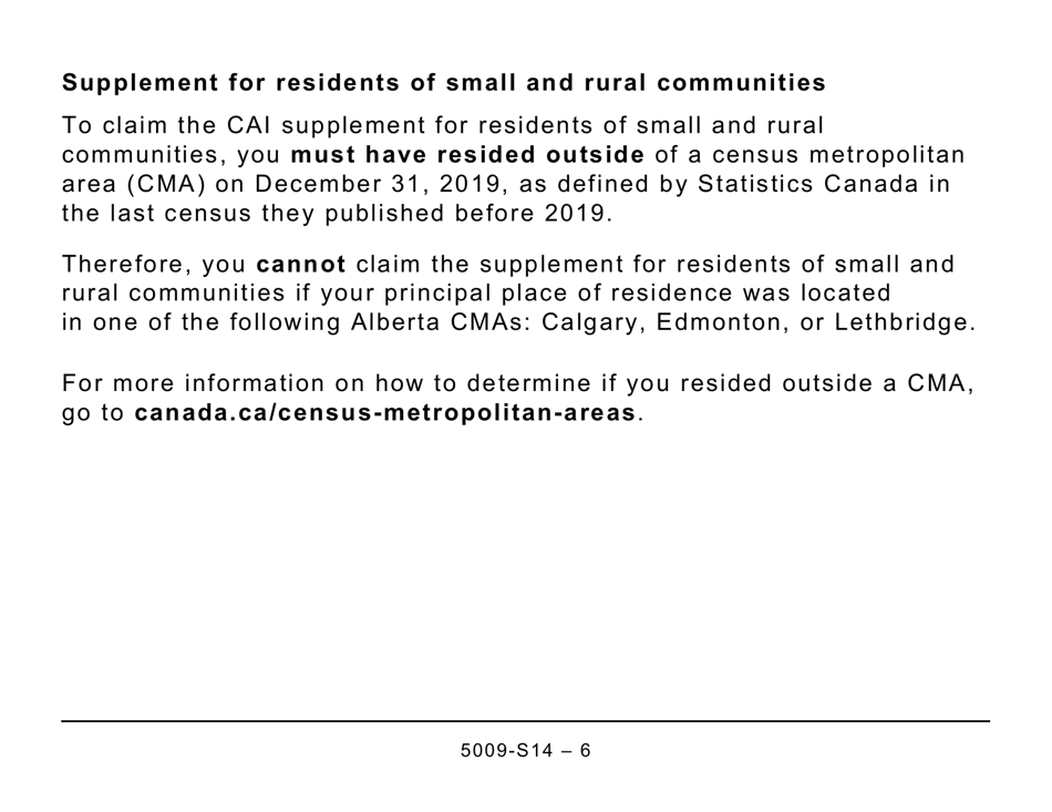 Form 5009-S14 Schedule 14 Climate Action Incentive - Alberta (Large Print) - Canada, Page 6