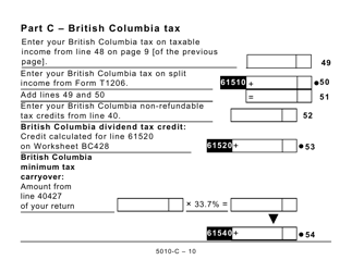 Form 5010-C (BC428) British Columbia Tax (Large Print) - Canada, Page 10