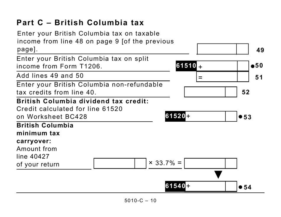 Form 5010-C (BC428) British Columbia Tax (Large Print) - Canada, Page 10
