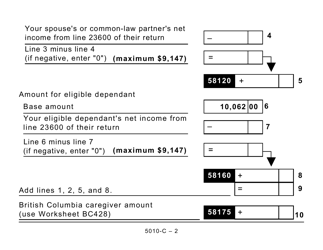 Form 5010-C (BC428) British Columbia Tax (Large Print) - Canada, Page 2