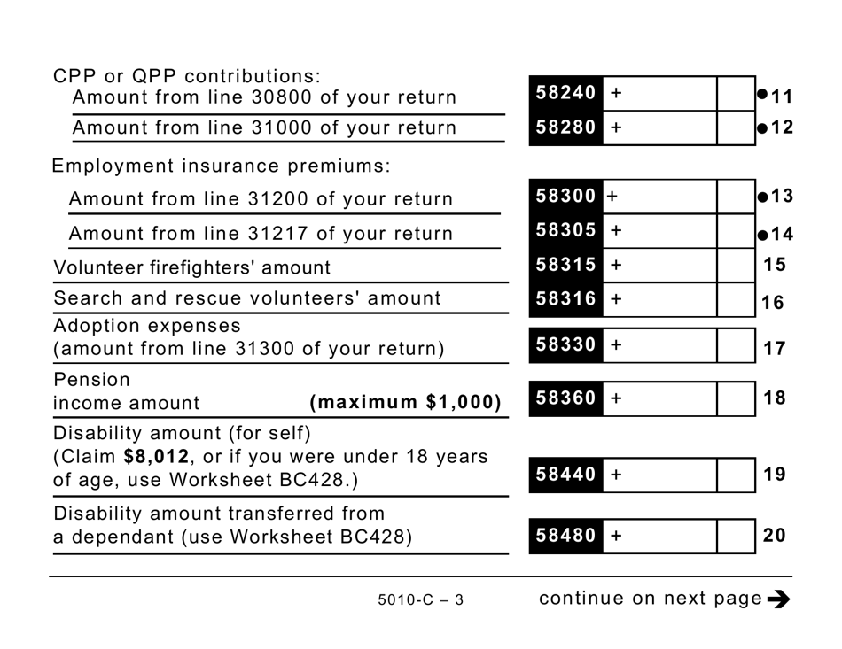 Form 5010-C (BC428) British Columbia Tax (Large Print) - Canada, Page 3