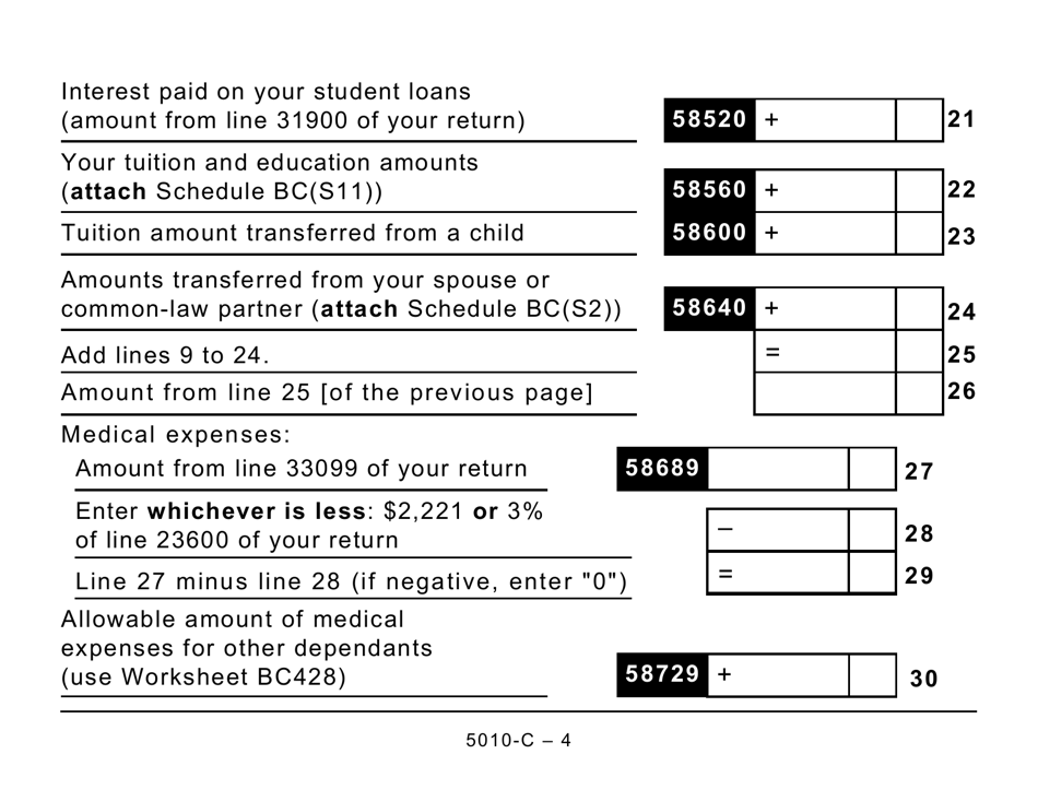 Form 5010-C (BC428) British Columbia Tax (Large Print) - Canada, Page 4