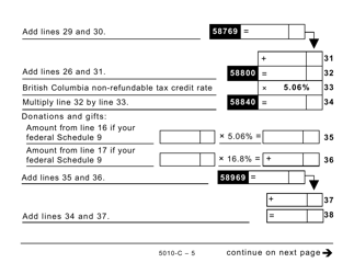 Form 5010-C (BC428) British Columbia Tax (Large Print) - Canada, Page 5