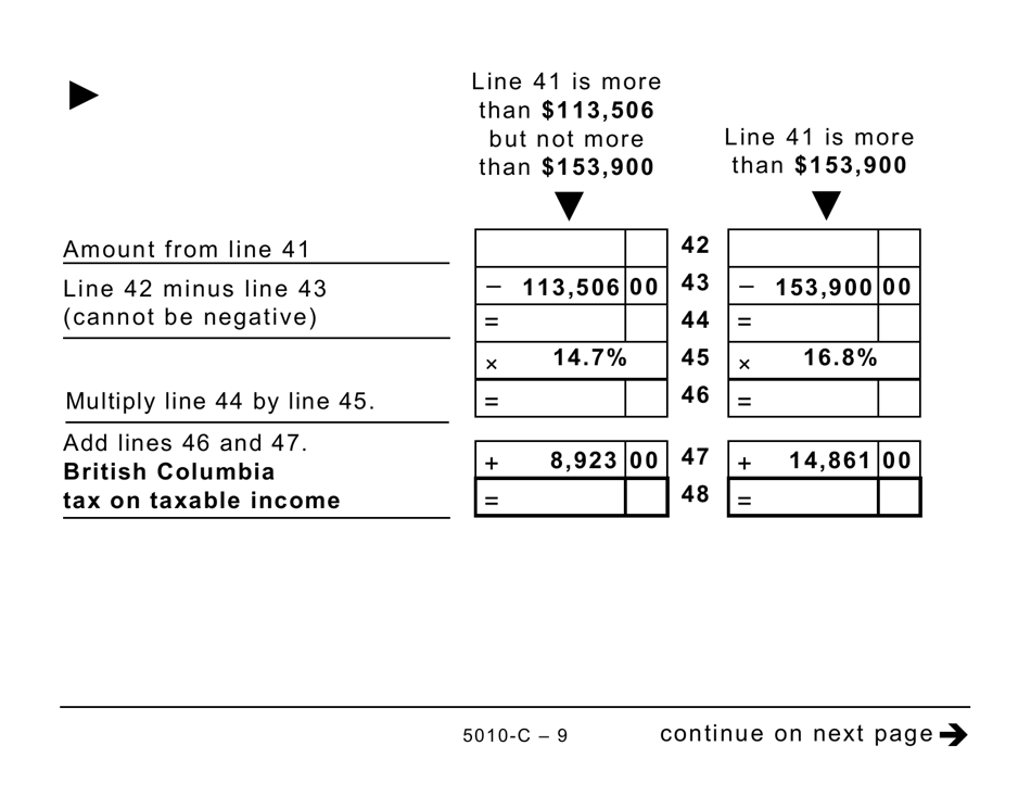 Form 5010-C (BC428) British Columbia Tax (Large Print) - Canada, Page 9