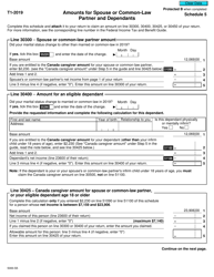 Form 5000-S5 Schedule 5 Amounts for Spouse or Common-Law Partner and Dependants - Canada