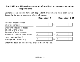 Form 5009-D Worksheet AB428 Alberta (Large Print) - Canada, Page 12