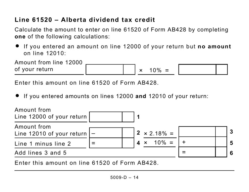 Form 5009-D Worksheet AB428 Alberta (Large Print) - Canada, Page 14