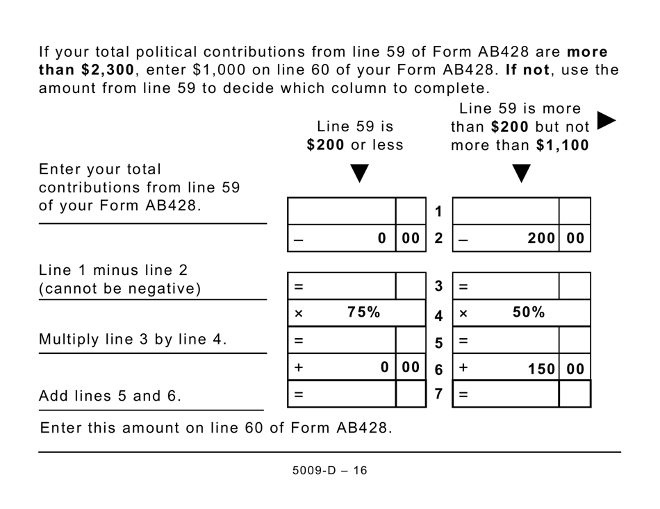 Form 5009-D Worksheet AB428 Alberta (Large Print) - Canada, Page 16