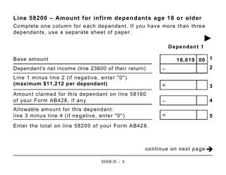 Form 5009-D Worksheet AB428 Alberta (Large Print) - Canada, Page 3