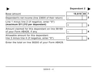 Form 5009-D Worksheet AB428 Alberta (Large Print) - Canada, Page 4