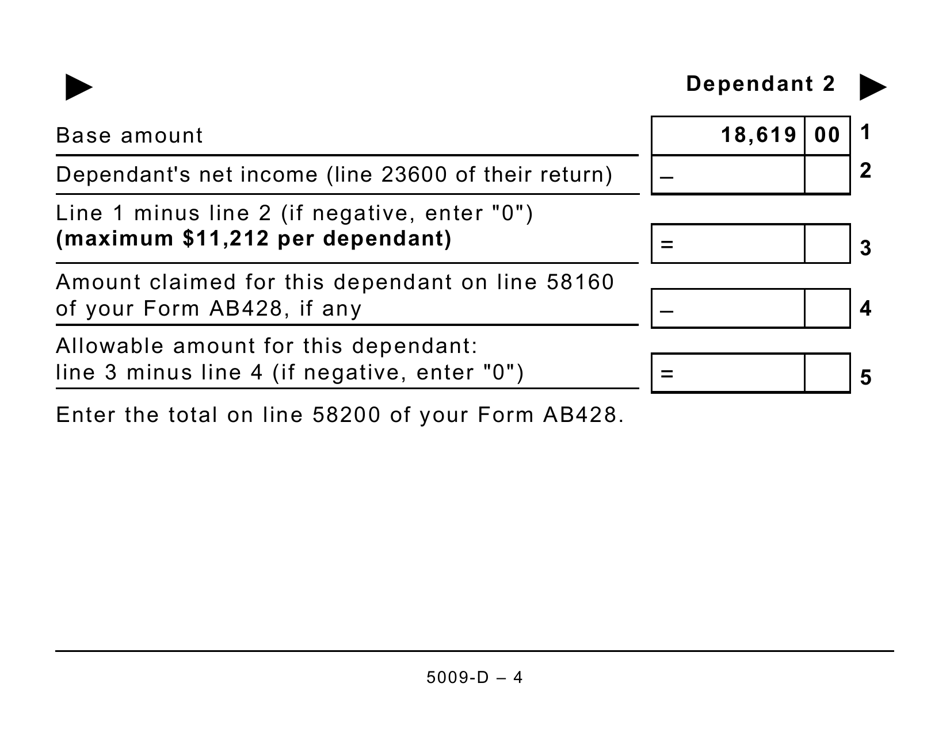 Form 5009-D Worksheet AB428 Alberta (Large Print) - Canada, Page 4