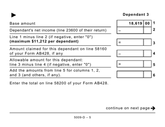 Form 5009-D Worksheet AB428 Alberta (Large Print) - Canada, Page 5