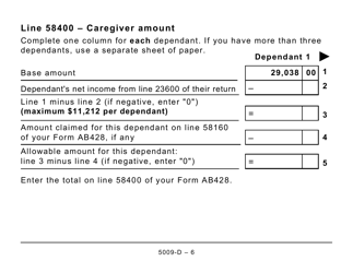 Form 5009-D Worksheet AB428 Alberta (Large Print) - Canada, Page 6