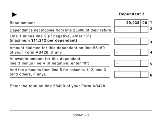 Form 5009-D Worksheet AB428 Alberta (Large Print) - Canada, Page 8