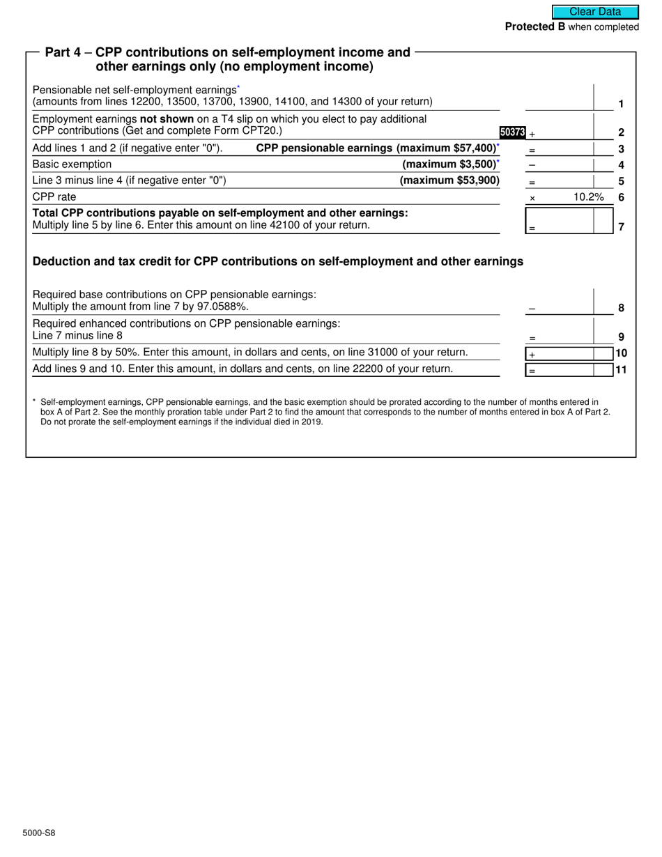 Form 5000-S8 Schedule 8 Canada Pension Plan Contributions and Overpayment - Canada, Page 4