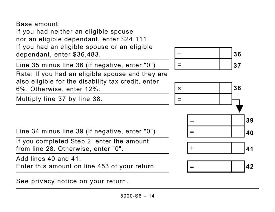 Form 5000-S6 Schedule 6 Canada Workers Benefit (Large Print) - Canada, Page 14