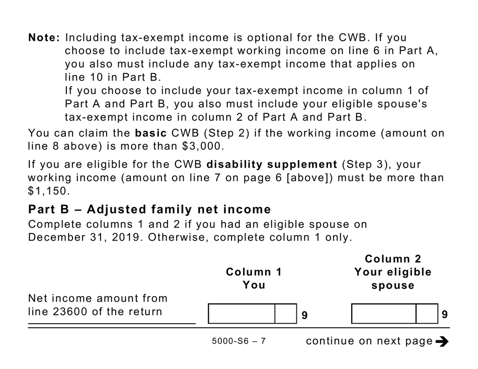 Form 5000-S6 Schedule 6 Canada Workers Benefit (Large Print) - Canada, Page 7