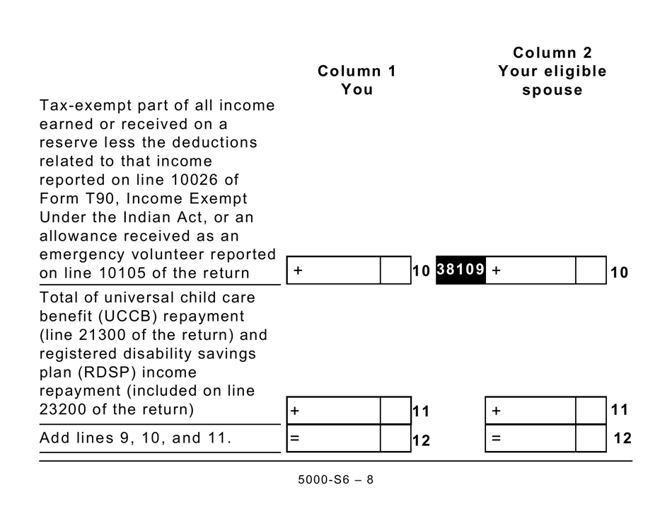 Form 5000-S6 Schedule 6 Canada Workers Benefit (Large Print) - Canada, Page 8