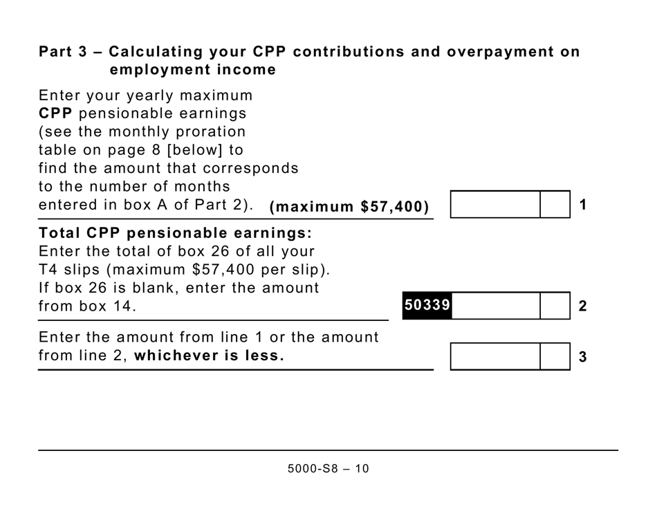 Form 5000-S8 Schedule 8 Canada Pension Plan Contributions and Overpayment (Large Print) - Canada, Page 10