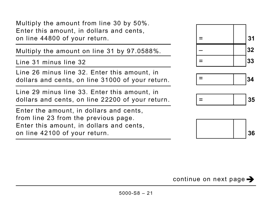Form 5000-S8 Schedule 8 Canada Pension Plan Contributions and Overpayment (Large Print) - Canada, Page 21