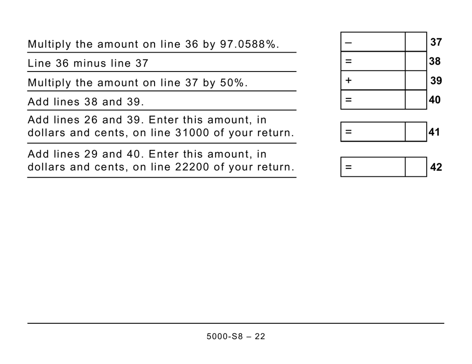 Form 5000-S8 Schedule 8 Canada Pension Plan Contributions and Overpayment (Large Print) - Canada, Page 22