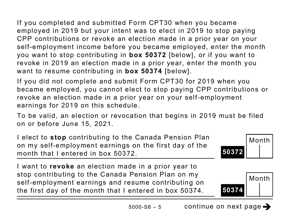 Form 5000-S8 Schedule 8 Canada Pension Plan Contributions and Overpayment (Large Print) - Canada, Page 5