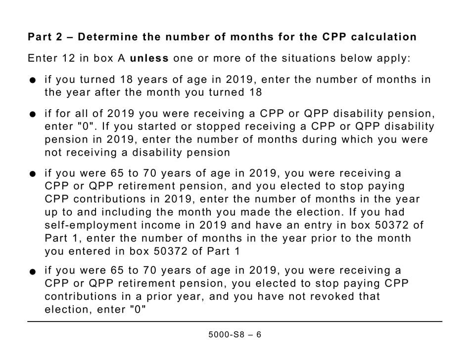 Form 5000-S8 Schedule 8 Canada Pension Plan Contributions and Overpayment (Large Print) - Canada, Page 6