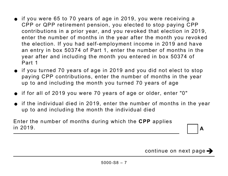 Form 5000-S8 Schedule 8 Canada Pension Plan Contributions and Overpayment (Large Print) - Canada, Page 7