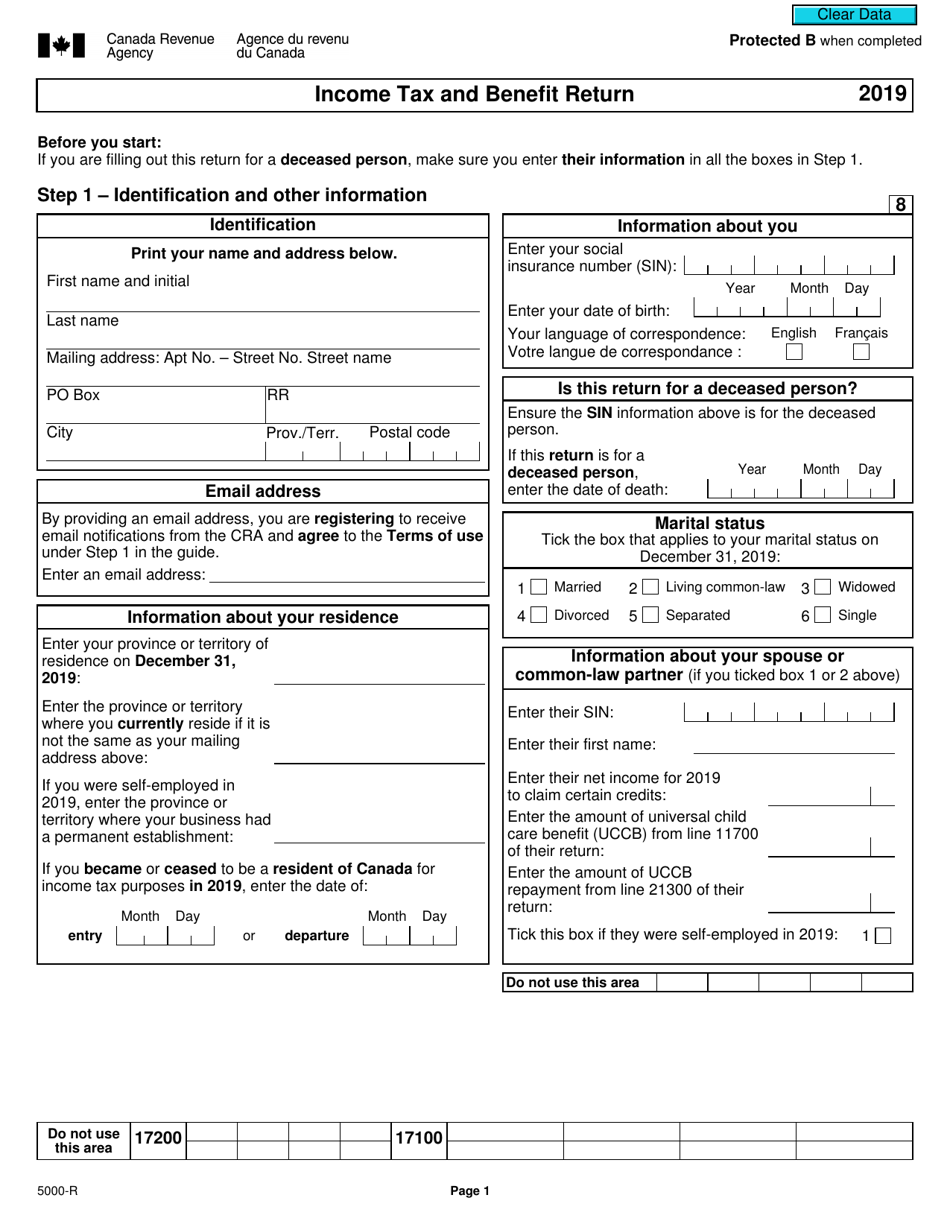 Form 5000 R Download Fillable Pdf Or Fill Online Income Tax And Benefit Return 19 Canada Templateroller