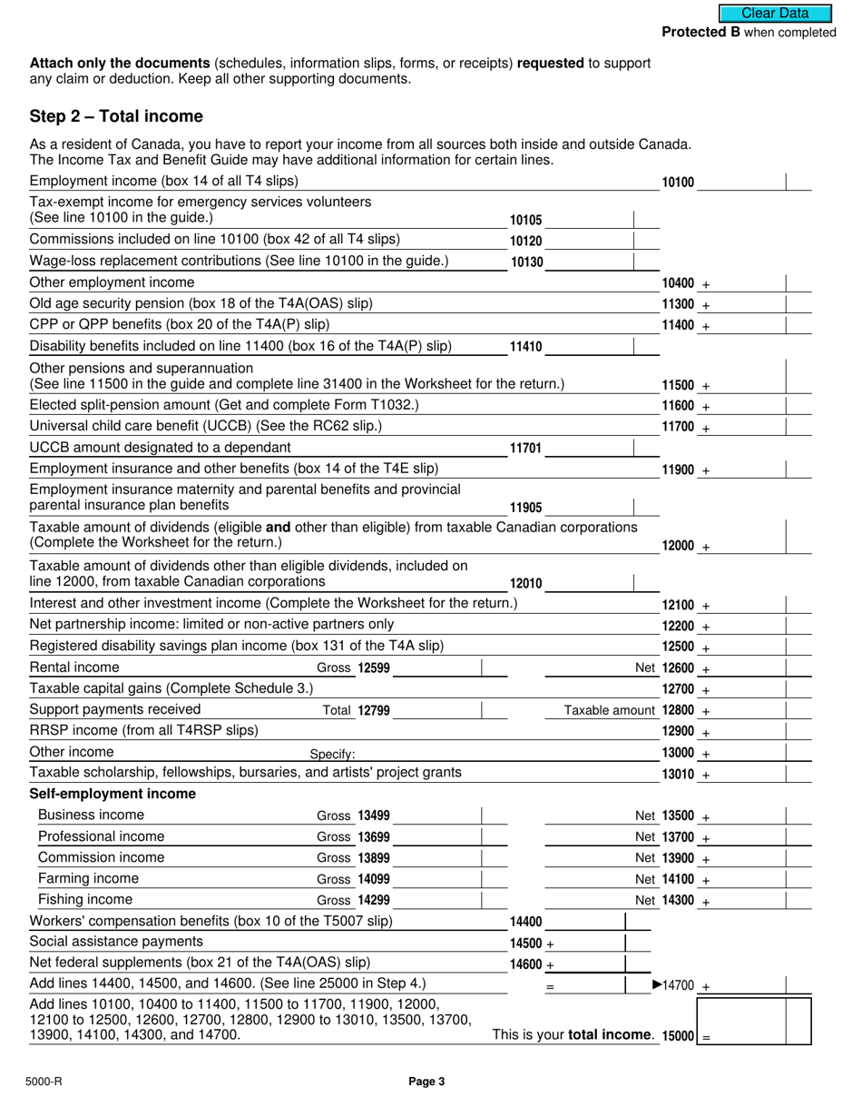 Form 5000-R Income Tax and Benefit Return - Canada, Page 3