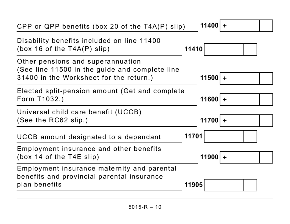 Form 5015-R Income Tax and Benefit Return - Alberta, Manitoba, Saskatchewan (Large Print) - Canada, Page 10