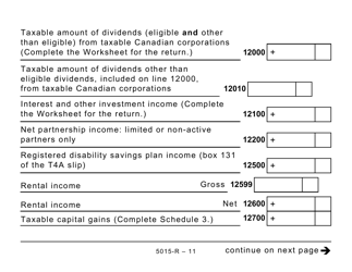 Form 5015-R Income Tax and Benefit Return - Alberta, Manitoba, Saskatchewan (Large Print) - Canada, Page 11