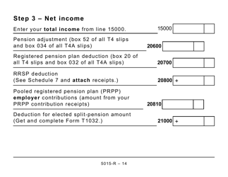 Form 5015-R Income Tax and Benefit Return - Alberta, Manitoba, Saskatchewan (Large Print) - Canada, Page 14