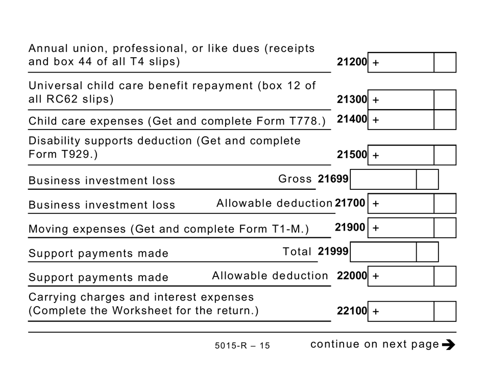 Form 5015-R Income Tax and Benefit Return - Alberta, Manitoba, Saskatchewan (Large Print) - Canada, Page 15