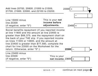 Form 5015-R Income Tax and Benefit Return - Alberta, Manitoba, Saskatchewan (Large Print) - Canada, Page 17
