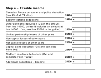Form 5015-R Income Tax and Benefit Return - Alberta, Manitoba, Saskatchewan (Large Print) - Canada, Page 18