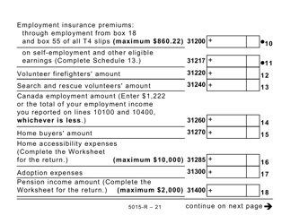 Form 5015-R Income Tax and Benefit Return - Alberta, Manitoba, Saskatchewan (Large Print) - Canada, Page 21