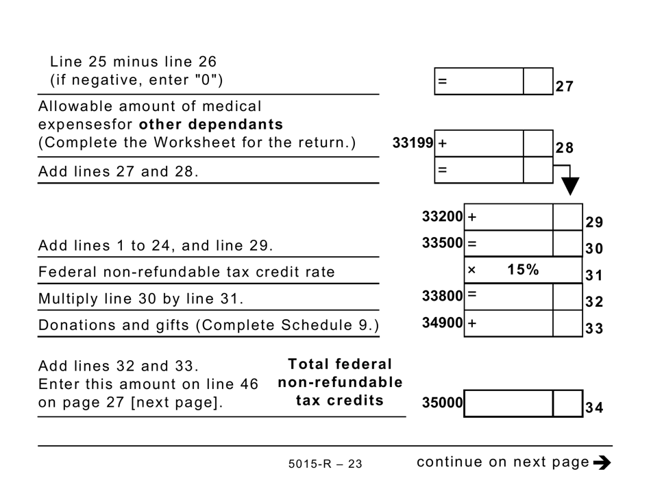 Form 5015-R Income Tax and Benefit Return - Alberta, Manitoba, Saskatchewan (Large Print) - Canada, Page 23