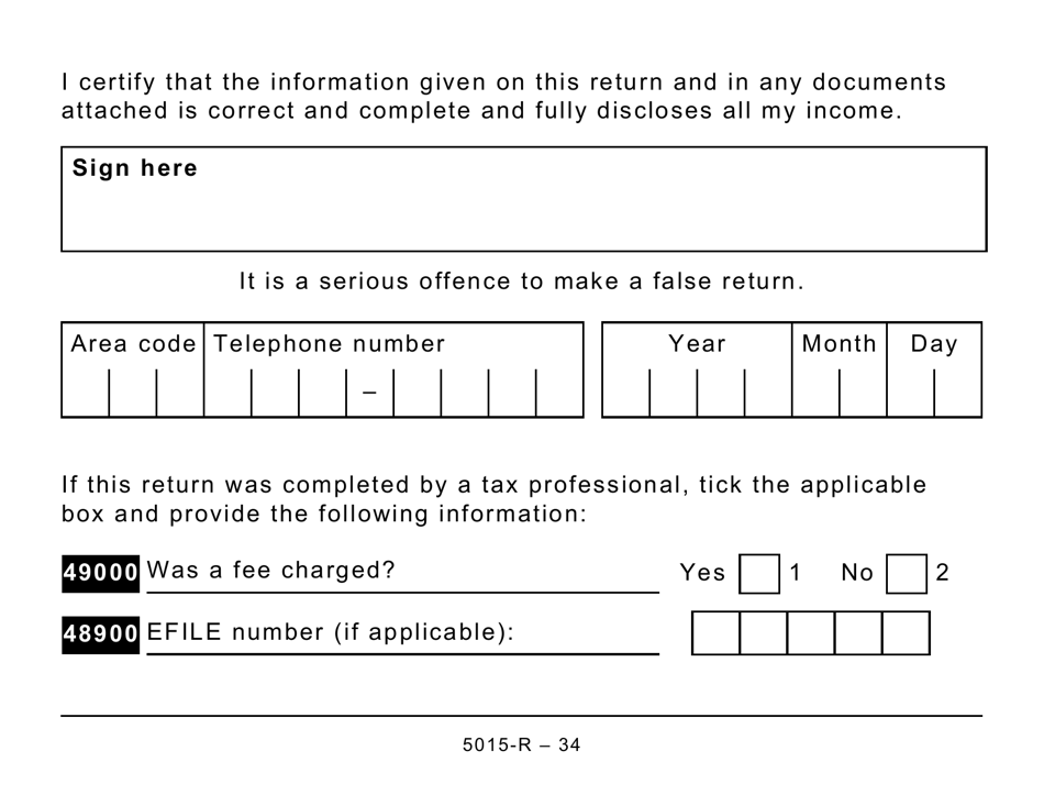 Form 5015-R Income Tax and Benefit Return - Alberta, Manitoba, Saskatchewan (Large Print) - Canada, Page 34
