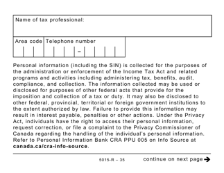 Form 5015-R Income Tax and Benefit Return - Alberta, Manitoba, Saskatchewan (Large Print) - Canada, Page 35