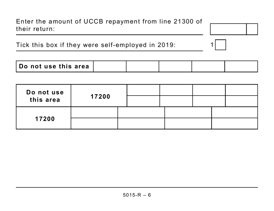 Form 5015-R Income Tax and Benefit Return - Alberta, Manitoba, Saskatchewan (Large Print) - Canada, Page 6