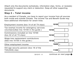 Form 5015-R Income Tax and Benefit Return - Alberta, Manitoba, Saskatchewan (Large Print) - Canada, Page 9